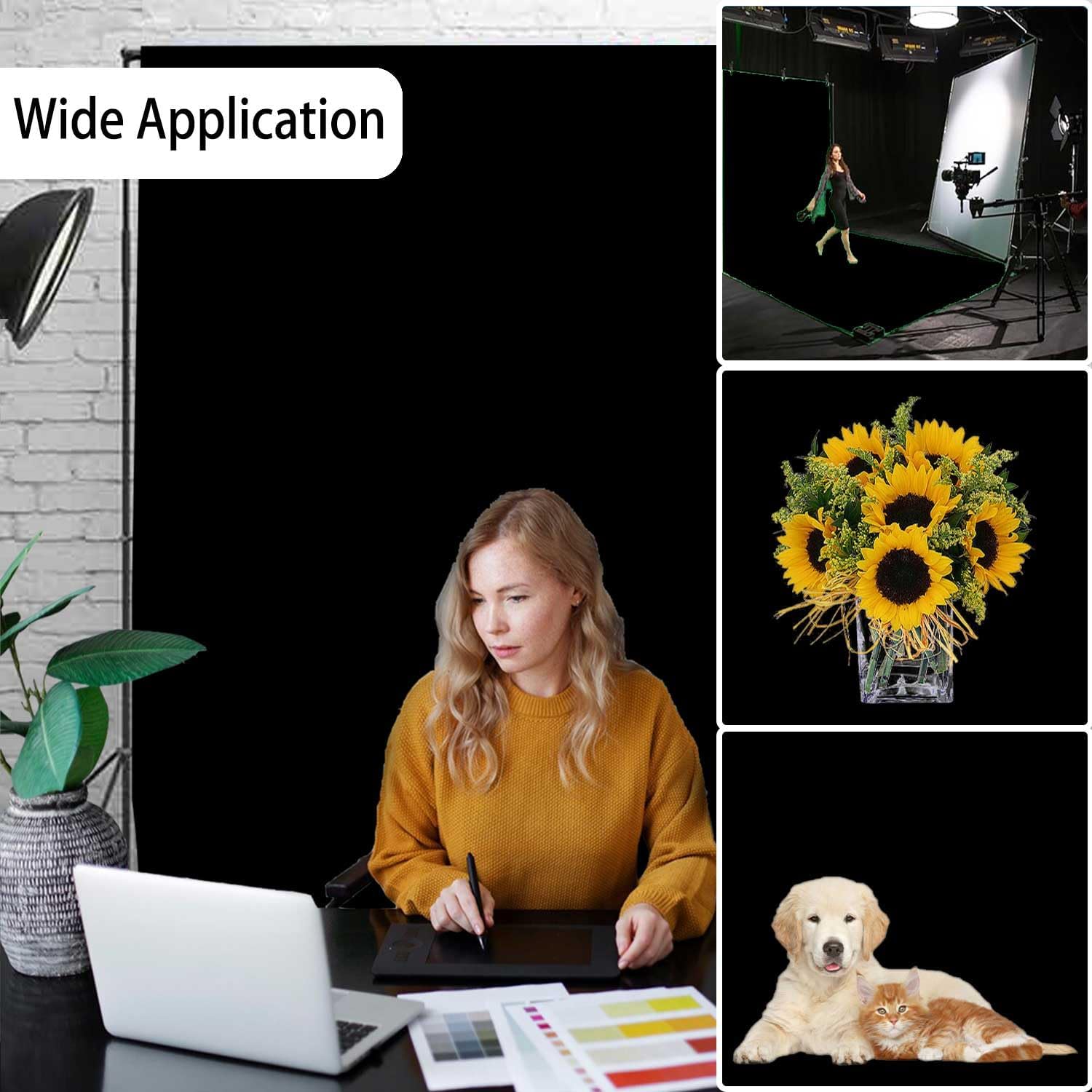 Black Photo Backdrop for Photoshoot, Black Photography Backdrop for Portraits, Fabric Background for Product Photography and Video Creation 8FTx10FT - Image 2