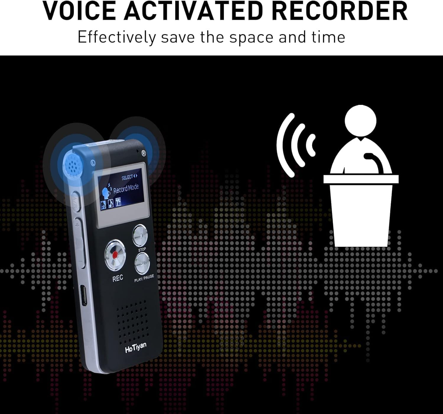 Digital Voice Recorder Audio Recording - 64GB Audio Recorder with Playback Voice Activated Recorder for Lectures Meetings Interviews Recording Device Tape Recorder with Microphone USB Cable MP3 Player - Image 3