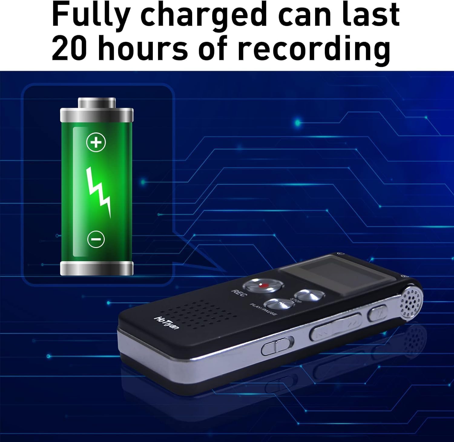 Digital Voice Recorder Audio Recording - 64GB Audio Recorder with Playback Voice Activated Recorder for Lectures Meetings Interviews Recording Device Tape Recorder with Microphone USB Cable MP3 Player - Image 4