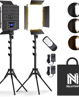 NiceVeedi 2-Pack Photography Lighting Kit, 36W Bi-Color Studio Lights 2700-6500K CRI 95+, Dimmable LED Video Light Kit with Remote Control & 72” Tripod Stand, Lighting for Video Recording/Photography
